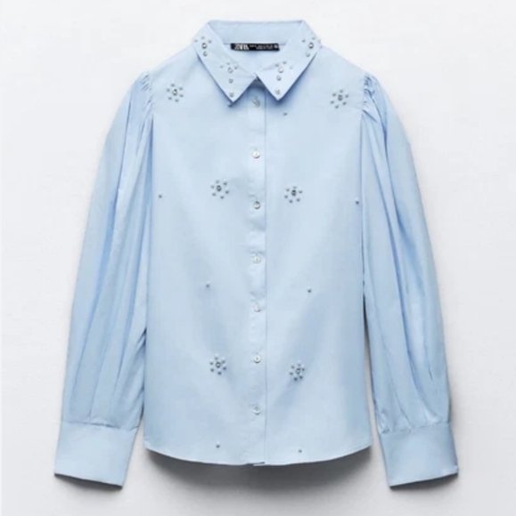 Zara Tops - 🆕️ Zara Embellished Poplin Shirt